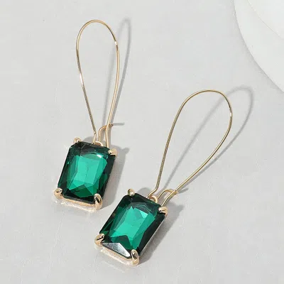 Fashnzfab Emerald Cut Stone Dangle Evening Earrings In Gold