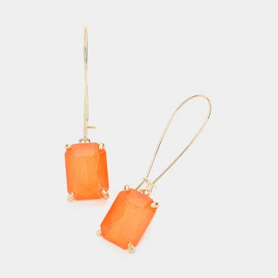 Fashnzfab Emerald Cut Stone Dangle Evening Earrings In Gold