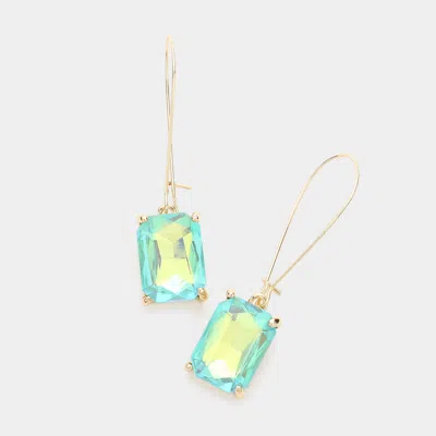 Fashnzfab Emerald Cut Stone Dangle Evening Earrings In Multi