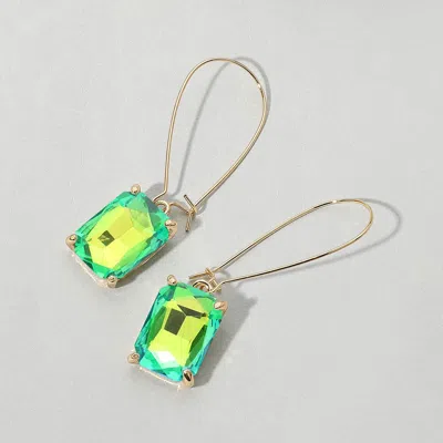 Fashnzfab Emerald Cut Stone Dangle Evening Earrings In Multi