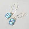 Fashnzfab Emerald Cut Stone Dangle Evening Earrings In Multi