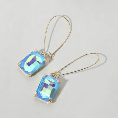 Fashnzfab Emerald Cut Stone Dangle Evening Earrings In Multi