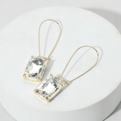 Fashnzfab Emerald Cut Stone Dangle Evening Earrings In Silver
