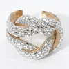 Fashnzfab Emerald Cut Stone Embellished Knot Cuff Bracelet Clear, Gold In Multi