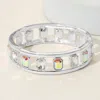 Fashnzfab Emerald Cut Stone Embellished Open Frame Stretch Bracelet Ab, Silver In Multi