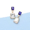 Fashnzfab Emerald Cut Stone Link Dangle Evening Earrings In Gold