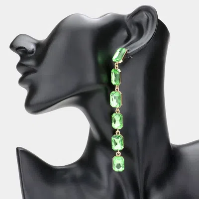 Fashnzfab Emerald Cut Stone Link Dangle Evening Earrings In Green