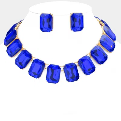 Fashnzfab Emerald Cut Stone Link Evening Necklace In Neutral