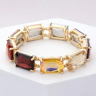 Fashnzfab Emerald Cut Stone Stretch Evening Bracelet - Brown