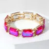 Fashnzfab Emerald Cut Stone Stretch Evening Bracelet Ab, Fuchsia In Multi