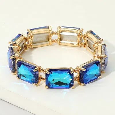 Fashnzfab Emerald Cut Stone Stretch Evening Bracelet Ab, Royal Blue In Multi