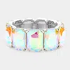 Fashnzfab Emerald Cut Stone Stretch Evening Bracelet Ab, Silver In Multi