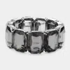 Fashnzfab Emerald Cut Stone Stretch Evening Bracelet Black Diamond In Gray