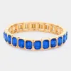 Fashnzfab Emerald Cut Stone Stretch Evening Bracelet In Blue