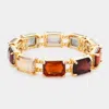 Fashnzfab Emerald Cut Stone Stretch Evening Bracelet Brown In Brown