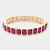 Fashnzfab Emerald Cut Stone Stretch Evening Bracelet Fuchsia, Gold In Pink