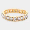 Fashnzfab Emerald Cut Stone Stretch Evening Bracelet In Gold