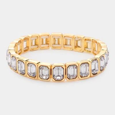 Fashnzfab Emerald Cut Stone Stretch Evening Bracelet In Gold