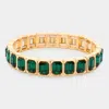 Fashnzfab Emerald Cut Stone Stretch Evening Bracelet Green In Green