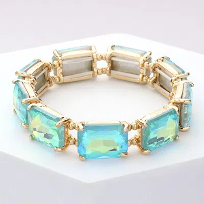 Fashnzfab Emerald Cut Stone Stretch Evening Bracelet Mint In Green