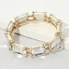 Fashnzfab Emerald Cut Stone Stretch Evening Bracelet In Brown