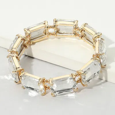 Fashnzfab Emerald Cut Stone Stretch Evening Bracelet In Brown