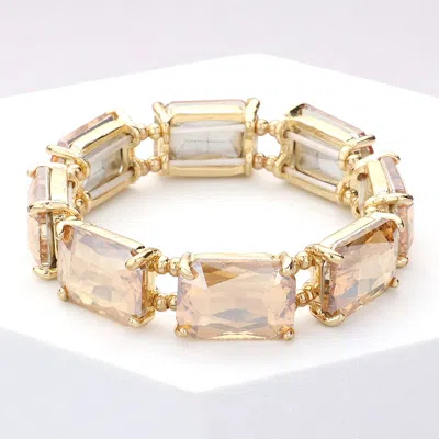 Fashnzfab Emerald Cut Stone Stretch Evening Bracelet In Multi