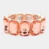 Fashnzfab Emerald Cut Stone Stretch Evening Bracelet Peach In Pink