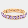 Fashnzfab Emerald Cut Stone Stretch Evening Bracelet In Purple