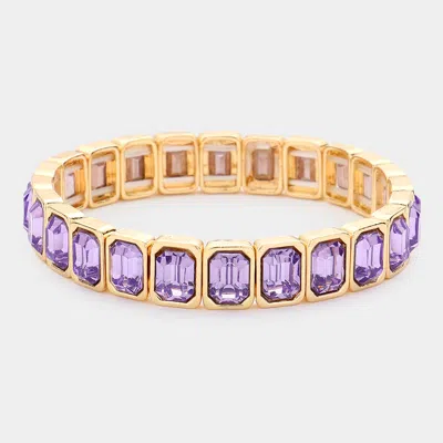 Fashnzfab Emerald Cut Stone Stretch Evening Bracelet In Purple
