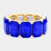 Fashnzfab Emerald Cut Stone Stretch Evening Bracelet Sapphire In Blue