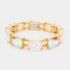 Fashnzfab Emerald Cut Stone Stretch Evening Bracelet White In White