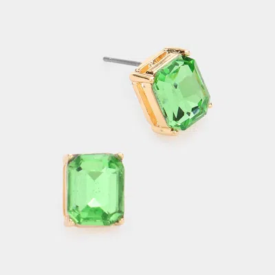 Fashnzfab Emerald Cut Stone Stud Evening Earrings In Multi