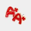 Fashnzfab Enamel A+ Stud Earrings In Red