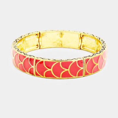 Fashnzfab Enamel Abstract Pattern Stretch Bracelet Pink, Gold In Multi