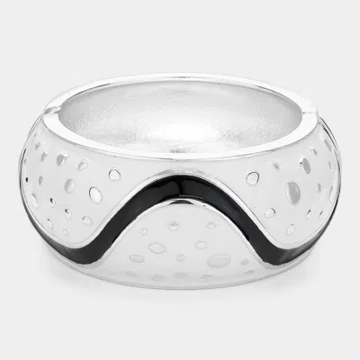 Fashnzfab Enamel Abstract Print Hinged Bangle Bracelet Silver In Metallic
