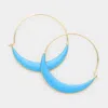Fashnzfab Enamel Accented Open Metal Dangle Earrings In Blue