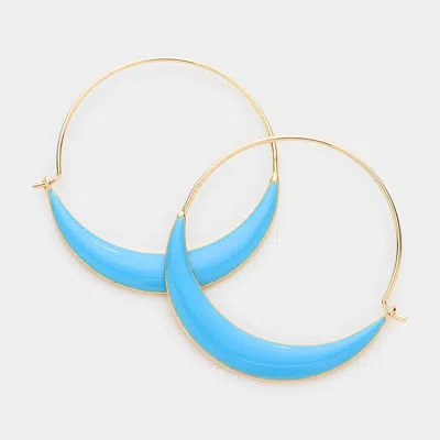 Fashnzfab Enamel Accented Open Metal Dangle Earrings In Blue