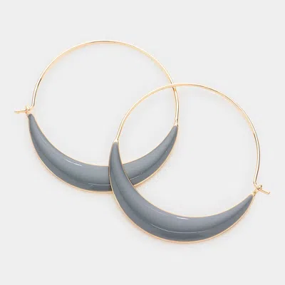 Fashnzfab Enamel Accented Open Metal Dangle Earrings In Gray