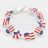 Fashnzfab Enamel American Usa Flag Link Magnetic Bracelet Antique Silver, Multi In Multi