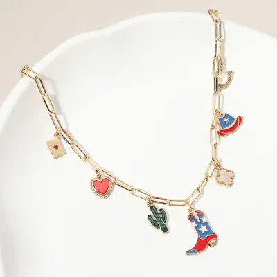 Fashnzfab Enamel American Usa Flag Western Cowboy Boot Hat Cactus Heart Quatrefoil Horseshoe Charm Station Pap In Multi