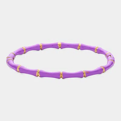 Fashnzfab Enamel Bamboo Hinged Bangle Bracelet Gold, Purple In Pink