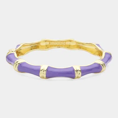 Fashnzfab Enamel Bamboo Hinged Bangle Bracelet Purple