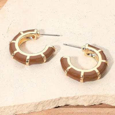 Fashnzfab Enamel Bamboo Hoop Earrings In Silver