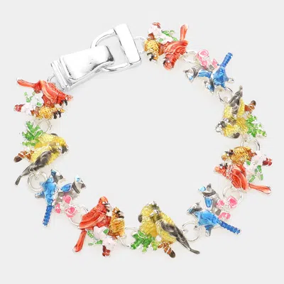 Fashnzfab Enamel Bird Link Magnetic Bracelet In Multi