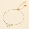Fashnzfab Enamel Bow Dainty Adjustable Cinch Pull Tie Bracelet Gold, Mint In Gold