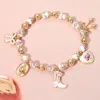 Fashnzfab Enamel Bow Western Cowboy Boot Hat Heart Charm Ceramic Ball Beaded Stretch Bracelet Gold, Pink In Multi