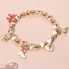 Fashnzfab Enamel Bow Western Cowboy Boot Hat Heart Charm Ceramic Ball Beaded Stretch Bracelet Gold, Red In Gold