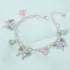 Fashnzfab Enamel Butterfly Faceted Beads Charm Station Bracelet Antique Silver, Multi In Multi