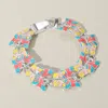 Fashnzfab Enamel Butterfly Link Magnetic Bracelet Multi, Silver In Multi